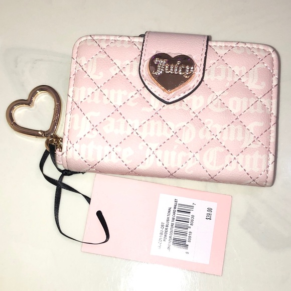 Juicy Couture Quilted Powder Blush Tonal Love Your Couture Tab Card Wallet NWT - Picture 3 of 16
